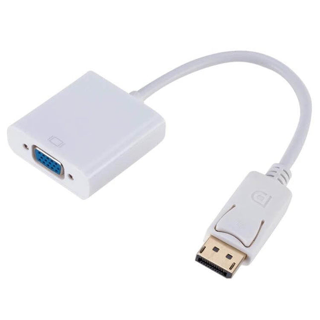 20cm Display Port to VGA Female Converter Cable for Monitors white adapter cable connecting DisplayPort to VGA monitor