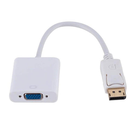 20cm Display Port to VGA Female Converter Cable for Monitors white adapter cable connecting DisplayPort to VGA for workstation and presentations