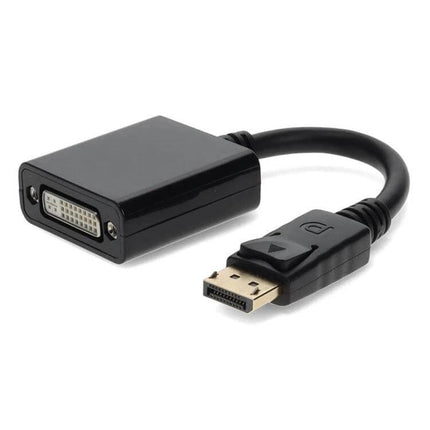 DisplayPort to DVI Female Adapter Cable, 20cm Length compact black adapter cable connecting DisplayPort to DVI female for monitors and projectors