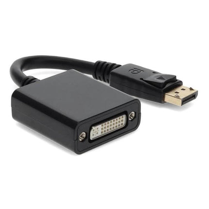 DisplayPort to DVI Female Adapter Cable, 20cm Length — compact black adapter cable for connecting DisplayPort source to DVI monitor