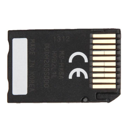 8GB Memory Stick Pro Duo for PlayStation Portable Devices — black PSP memory card showing gold contacts and CE marking
