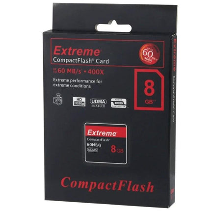 8GB Extreme Compact Flash Card for Digital Cameras - durable 8GB CF card box, 60 MB/s read speed for fast transfers and harsh conditions