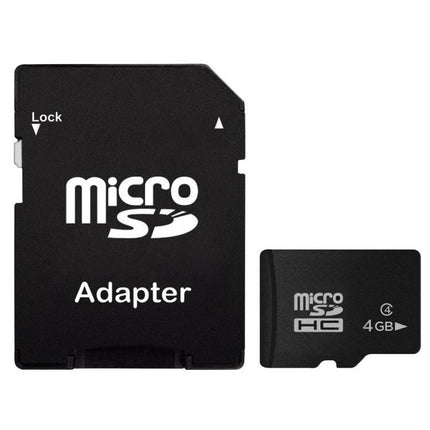 Compact 4GB Micro SD Memory Card for Storing Photos and Videos on Devices - black microSD card and SD adapter for cameras, smartphones, tablets