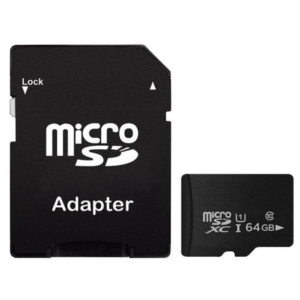 64GB Micro SD Memory Card for Storing Photos and Videos - black microSD card with adapter for cameras and phones