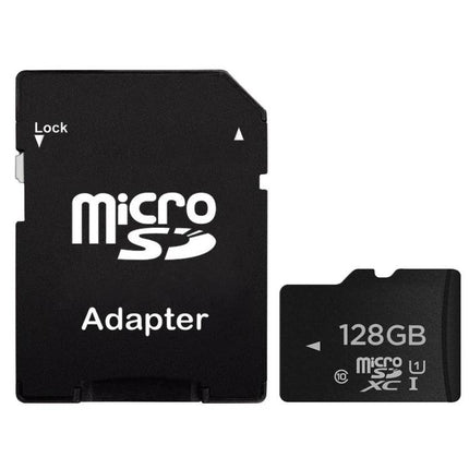 128GB Class 10 Micro SD Card for Photo and Video Storage - black microSD card with SD adapter for smartphones, cameras, tablets