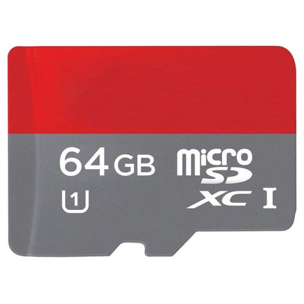 64GB Micro SD Card for Storing Music, Photos, and Videos - red and gray microSDXC card for smartphones, action cameras, and portable devices