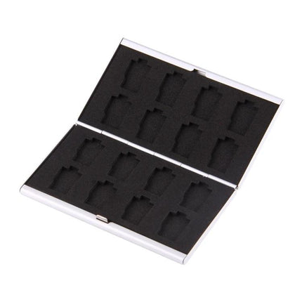 Compact Protective Case for 16 TF Memory Cards, Easy to Carry - slim aluminum card holder stores and protects 16 TF cards for photographers on the go