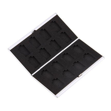 Compact Protective Case for 16 TF Memory Cards, Easy to Carry - slim aluminum card holder stores and protects up to 16 TF cards for travel