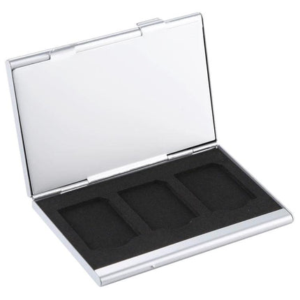 Memory Card Protective Storage Case for Six SD Cards - slim aluminum case with anti-static EVA slots holding six SD/SDHC/MMC cards, travel protective organizer
