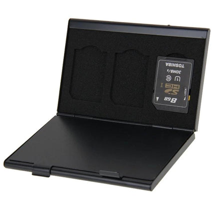 Sleek Aluminum SD Card Storage Case for Safe Daily Protection - compact aluminum SD card organizer with foam slots and SD card inside