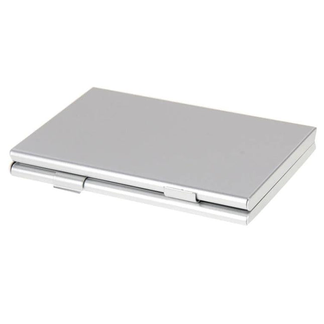 Sleek Aluminum SD Card Storage Case for Safe Daily Protection, compact silver aluminum card organizer for photographers