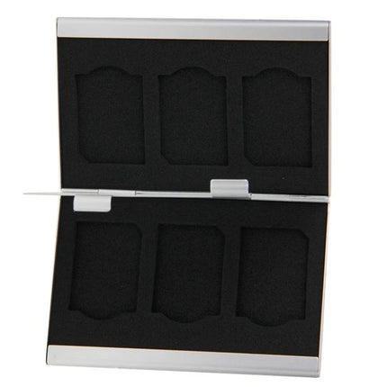 Sleek Aluminum SD Card Storage Case for Safe Daily Protection, compact aluminum case with foam slots for six SD cards
