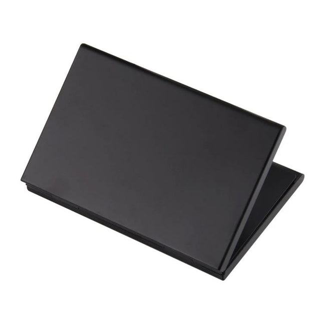 Portable Aluminum Case for 3 SD and 12 TF Memory Cards shown closed in sleek black protective carrying case for photographers and travelers