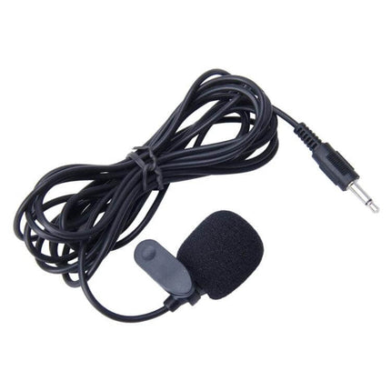 Car Audio Microphone 3.5mm Plug Clip 2.1 Meter Cable black clip-on electret condenser mic with long cable and 3.5mm plug for hands-free car use