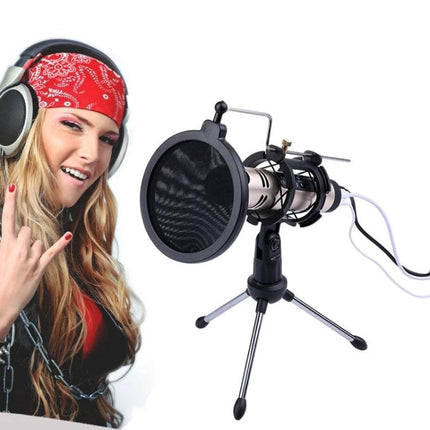 Home Recording Stand for Smartphones and Daily Sessions shown with microphone, pop filter and smartphone-ready tripod setup
