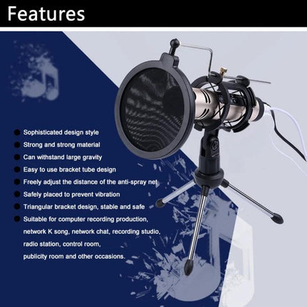 Home Recording Stand for Smartphones and Daily Sessions - tabletop microphone and pop filter setup for podcasts and online meetings