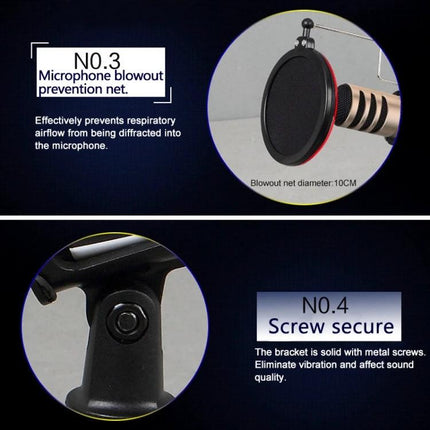 Home Recording Stand for Smartphones and Daily Sessions with pop filter and screw-secure bracket for stable podcasting and online meetings
