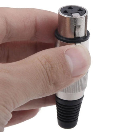 XLR Female Adapter for Home Microphone Connections - hand holding 3-pin XLR female connector for home recording and podcasts