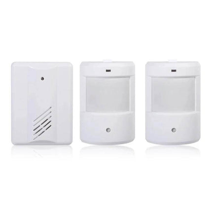Wireless PIR Sensor Doorbell Alarm for Home and Office Security - white wireless PIR sensors with receiver for door and driveway monitoring