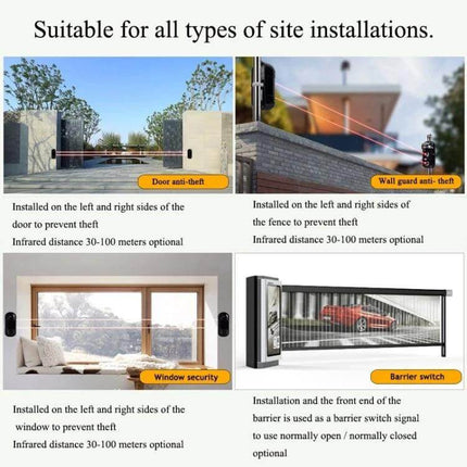 Dual Beam Infrared Detector for Outdoor Security Alarms installed monitoring perimeter gates, fences, windows and barrier crossings