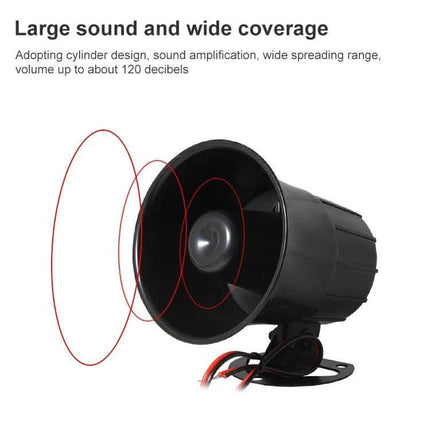 Siren Horn for Reliable Alarm Systems in Homes and Businesses - 12V 115dB double-tone black horn speaker for wide coverage