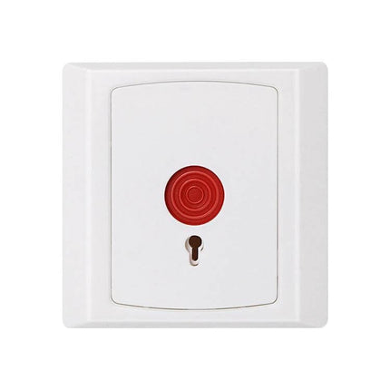 Emergency Hold Up Button for Security and Safety Alerts white wall-mounted panic button with red trigger for discreet under-counter emergency alerts