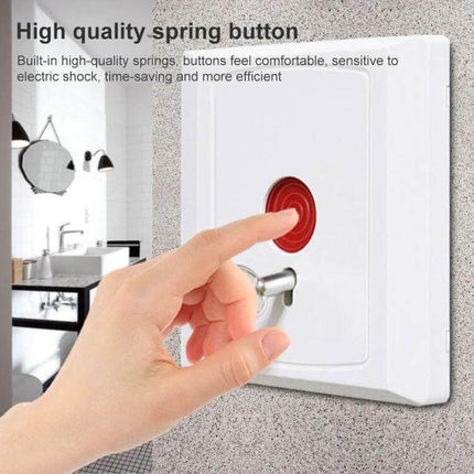 Emergency Hold Up Button for Security and Safety Alerts red panic button mounted under counter for discreet home or business emergency alerts