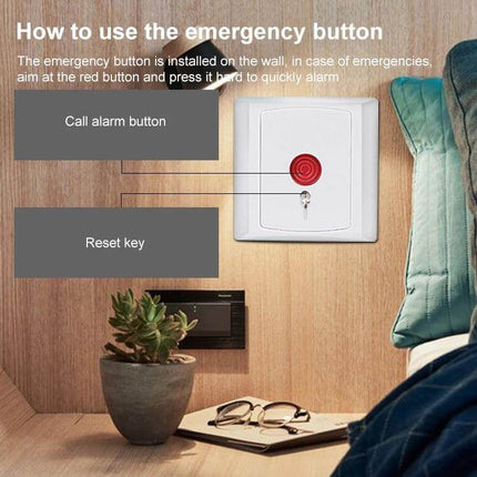 Emergency Hold Up Button for Security and Safety Alerts wall-mounted under-counter panic button with red call alarm and reset key in home setting