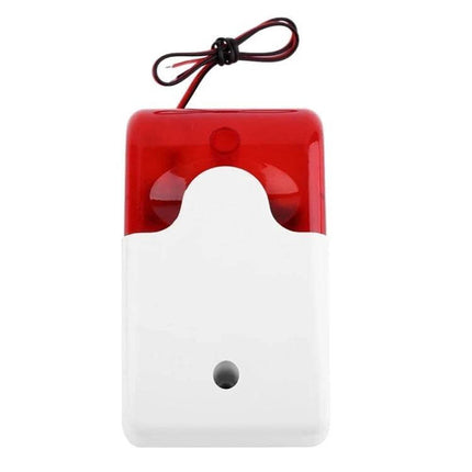 Mini Wired Red Strobe Siren for Home Burglar Security - compact wired siren with flashing red light and loud alarm for home protection