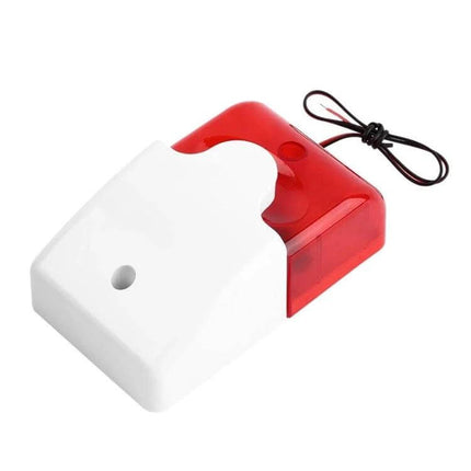 Mini Wired Red Strobe Siren for Home Burglar Security - compact wired red strobe and siren with mounting hole and connector cable