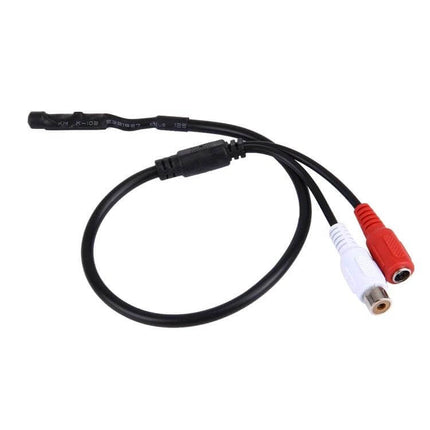 Versatile Audio Pickup Head for Everyday Sound Monitoring and Detection compact black cable with red and white RCA connectors and inline microphone