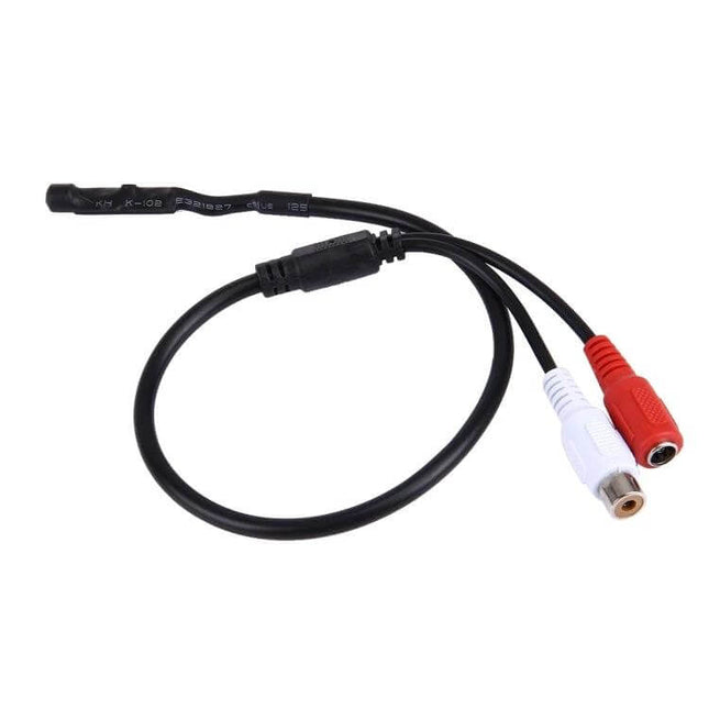 Versatile Audio Pickup Head for Everyday Sound Monitoring and Detection - black mic cable with red and white RCA connectors