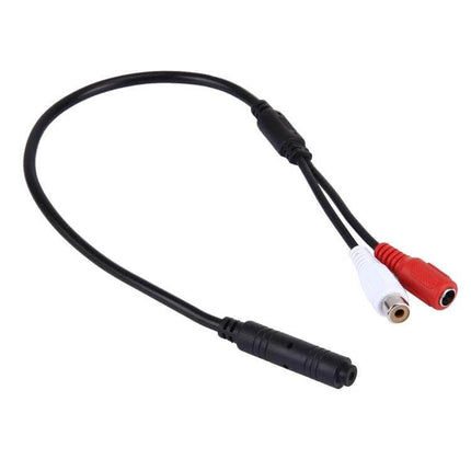 Alt Tag: Versatile Audio Pickup Head with Integrated Line for Everyday Sound Monitoring, black cable with red and white color-coded connectors
