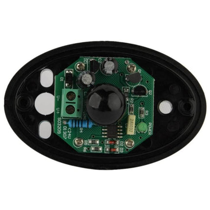 Single Beam Infrared Security Detector with 20 Meter Range - oval sensor module showing PCB and IR lens for perimeter detection
