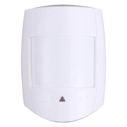 PIR Motion Sensor with Adjustable Sensitivity for Home Security mounted on wall, white PIR detector for hallway and door monitoring
