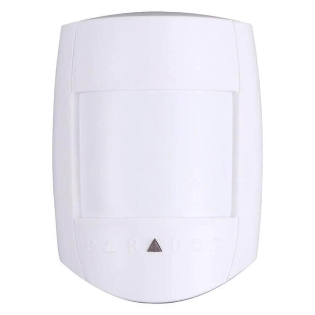 PIR Motion Sensor with Adjustable Sensitivity for Home Security mounted on wall, white PIR detector for hallway and door monitoring