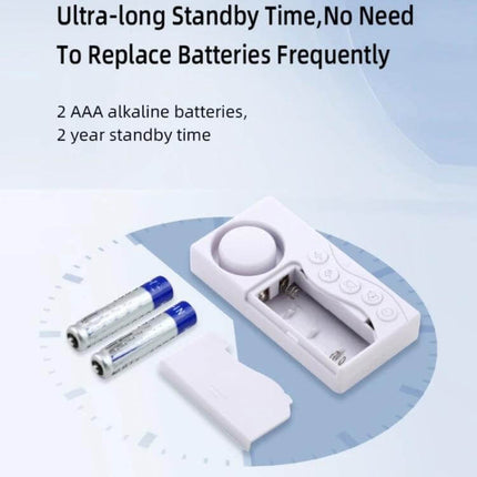 Refrigerator Door Alarm with Adjustable Delay Notification white alarm device with 2 AAA batteries and cover, ultra-long 2 year standby time