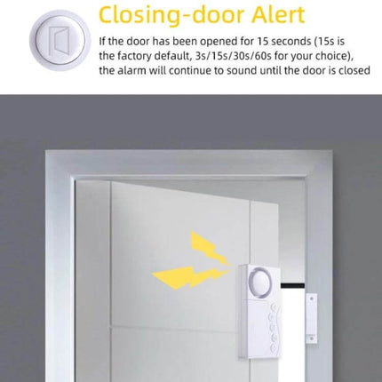 Refrigerator Door Alarm with Adjustable Delay Notification mounted on a fridge/door alerting when left open to prevent spoilage and energy waste