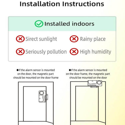 Refrigerator Door Alarm with Adjustable Delay Notification installed indoors installation instructions and mounting diagram
