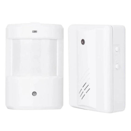 Electro Guard Wireless Doorbell for Home Entry Alerts showing white motion detector and receiver unit