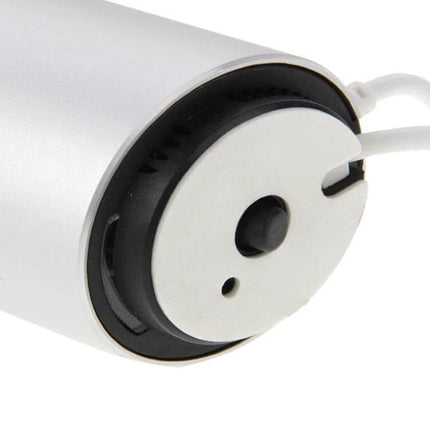 Cylindrical Display Stand with Anti-Theft Alarm for iPhone Devices showing silver base, cable slot and sensor detail