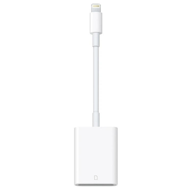 Essential SD Card Reader for Daily Photo Transfers and Sharing - white compact Lightning SD card reader for quick camera photo imports