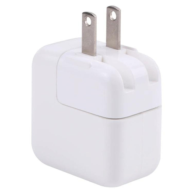 USB Adapter for Everyday Mobile Charging on the Go - compact white wall charger for phones and tablets, folds prongs for travel