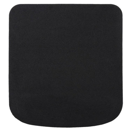 Ergonomic Cloth Mouse Pad with Wrist Rest for Desk Use - black cloth surface, cushioned wrist support and non-slip rubber base
