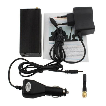 Portable Wireless Signal Jammer for Privacy in Public Areas compact jammer kit with AC adapter, car charger and detachable antenna