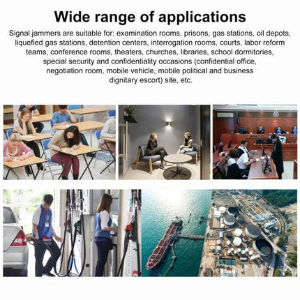 Portable Wireless Signal Jammer for Privacy in Public Areas - compact device shown used in exam rooms, conference rooms, courts, gas stations and libraries