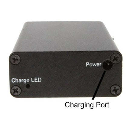 Compact Portable Signal Jammer for Meeting Privacy black rectangular device showing charging port, power label and charge LED