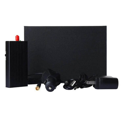 Portable GPS Jammer for Everyday Privacy Protection compact black device with chargers and car adapter for travel privacy