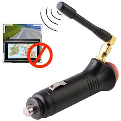 Portable Car GPS Signal Jammer for Vehicle Privacy Protection - compact cigarette lighter GPS jammer with antenna blocking tracking