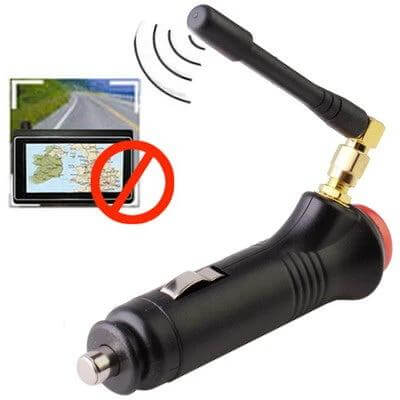 Portable Car GPS Signal Jammer for Vehicle Privacy Protection - compact in-car jammer with antenna blocking GPS tracking on navigation devices